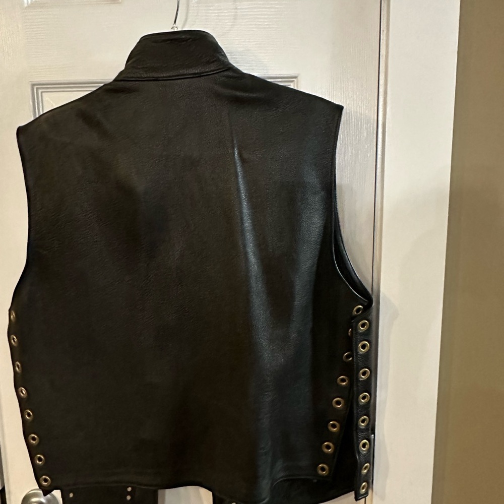 Vintage leather vest with buckles size L